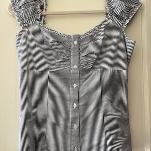 Hollister Blue and White Striped Blouse